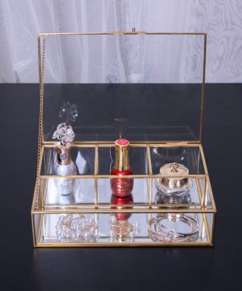 Vintage Mirrored Brass - Strip Three - Compartment Jewelry Organizer: Dust - Proof Solution for Jewelry and Desktop Cosmetic Arrangement
