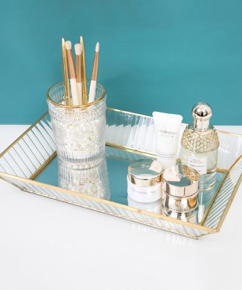 Striped Glass Storage Aromatherapy Tray – Soft Furnishing Home Decor Ornament, Jewelry & Cosmetic Storage Plate